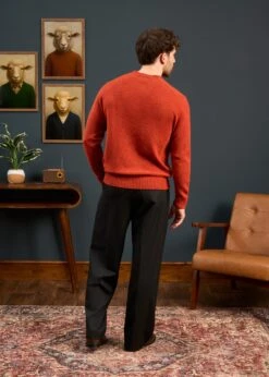 Kinnadie Supersoft Shetland Jumper In Saffron - Regular Fit 9 Kinnadie Supersoft Shetland Jumper In Saffron - Regular Fit -Alan Paine Fashion Store Mens Shetland Wool Jumper In Saffron 3