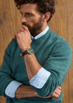Kinnadie Supersoft Shetland Jumper In Kingfisher - Regular Fit 8 Kinnadie Supersoft Shetland Jumper In Kingfisher - Regular Fit -Alan Paine Fashion Store Mens Shetland Wool Jumper Kingfisher 5