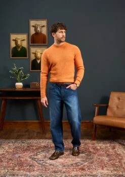 Kinnadie Supersoft Shetland Clementine Jumper - Regular Fit -Alan Paine Fashion Store Mens Shetland Wool Jumper Orange 1 8a394ddc 80b3 4b2e ad92 e971ae18514b