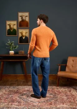 Kinnadie Supersoft Shetland Clementine Jumper - Regular Fit -Alan Paine Fashion Store Mens Shetland Wool Jumper Orange 4 99242e75 6f69 439f bfaa 0861eef3c514