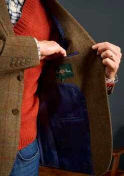 Surrey Tweed Lined Blazer In Hawkswood - Regular Fit 9 Surrey Tweed Lined Blazer In Hawkswood - Regular Fit -Alan Paine Fashion Store Mens Tweed Blazer Surrey Orange Blue Check 2