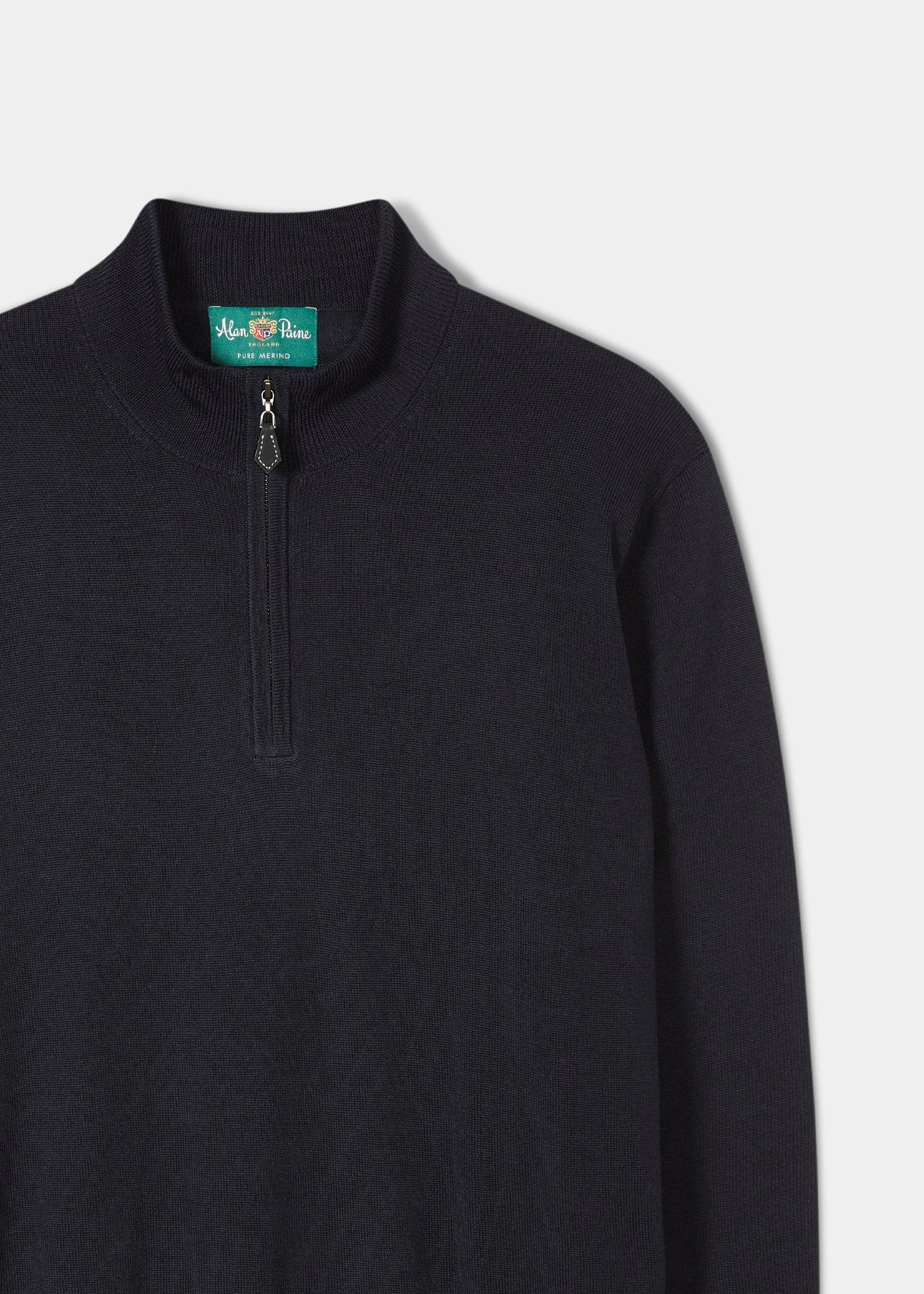 Barton Merino Wool 1/4 Zip Mock Jumper In Dark Navy - Regular Fit 2 Barton Merino Wool 1/4 Zip Mock Jumper In Dark Navy - Regular Fit - Image 2