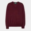 Millbreck Men's Merino Wool Jumper In Bordeaux - Regular Fit