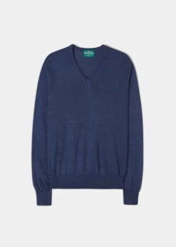 Millbreck Men's Merino Wool Jumper In Indigo - Regular Fit