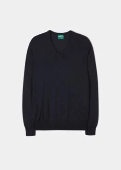 Millbreck Men's Merino Wool Jumper In Dark Navy - Regular Fit