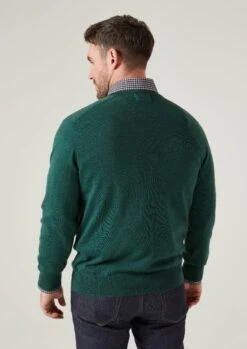 Millbreck Merino Wool Jumper In Hunter - Regular Fit -Alan Paine Fashion Store Millbreck Men s Merino Wool Jumper In Regular Fit Hunter 3