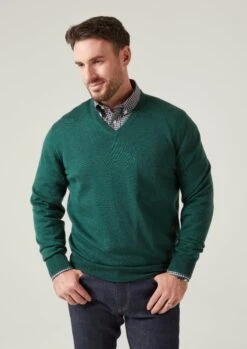 Millbreck Merino Wool Jumper In Hunter - Regular Fit -Alan Paine Fashion Store Millbreck Men s Merino Wool Jumper In Regular Fit Hunter 4