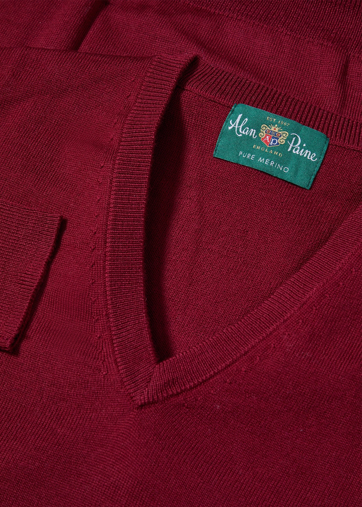 Millbreck Men's Merino Wool Jumper In Bordeaux - Regular Fit 2 Millbreck Men's Merino Wool Jumper In Bordeaux - Regular Fit - Image 2