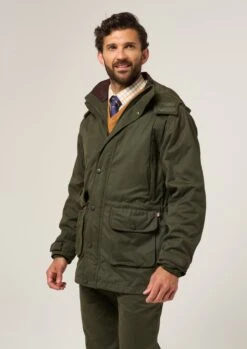Milwood Men's Waterproof Shooting Coat In Olive - Shooting Fit -Alan Paine Fashion Store Milwood Mens Waterproof Shooting Coat Olive 3