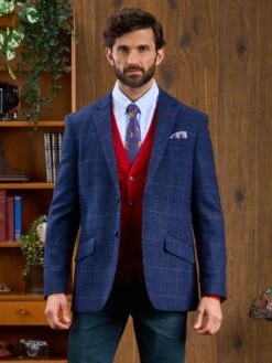 Surrey Tweed Lined Blazer In Navy Check - Regular Fit 9 Surrey Tweed Lined Blazer In Navy Check - Regular Fit -Alan Paine Fashion Store Navy Check Tweed Blazer 1