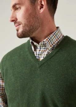 Norfolk Lambswool Slipover In Rosemary - Classic Fit -Alan Paine Fashion Store Norfolk Mens Lambswool Slipover In Rosemary Classic Fit 2