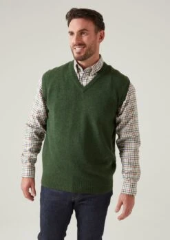 Norfolk Lambswool Slipover In Rosemary - Classic Fit -Alan Paine Fashion Store Norfolk Mens Lambswool Slipover In Rosemary Classic Fit 4