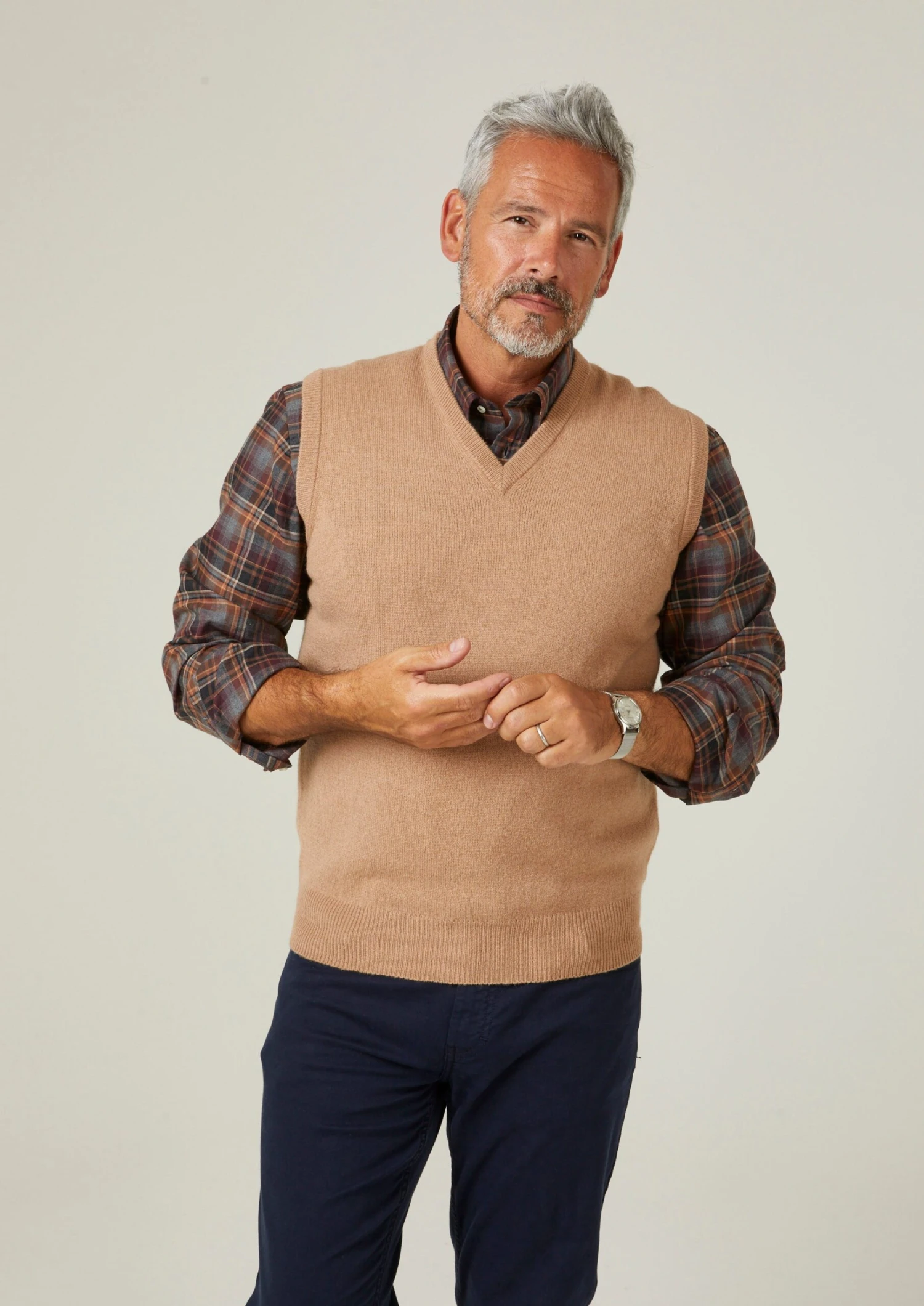 Norfolk Lambswool Slipover In Camel - Classic Fit 2 Norfolk Lambswool Slipover In Camel - Classic Fit - Image 2