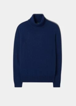 Petersham Men's Geelong Wool Roll Neck In Indigo