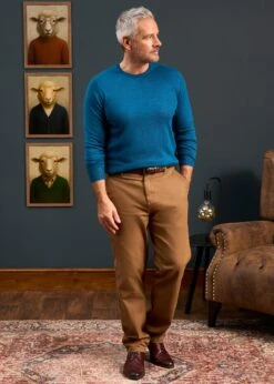 Radstone Men's Merino Wool Jumper In Bottle Blue - Regular Fit -Alan Paine Fashion Store RADSTONE CREW NECK BOTTLE BLUE 05