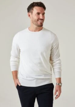 Radstone Men's Merino Wool Jumper In Ecru - Regular Fit 7 Radstone Men's Merino Wool Jumper In Ecru - Regular Fit -Alan Paine Fashion Store Radstone Men s Merino Wool Jumper In Regular Fit Ecru 4