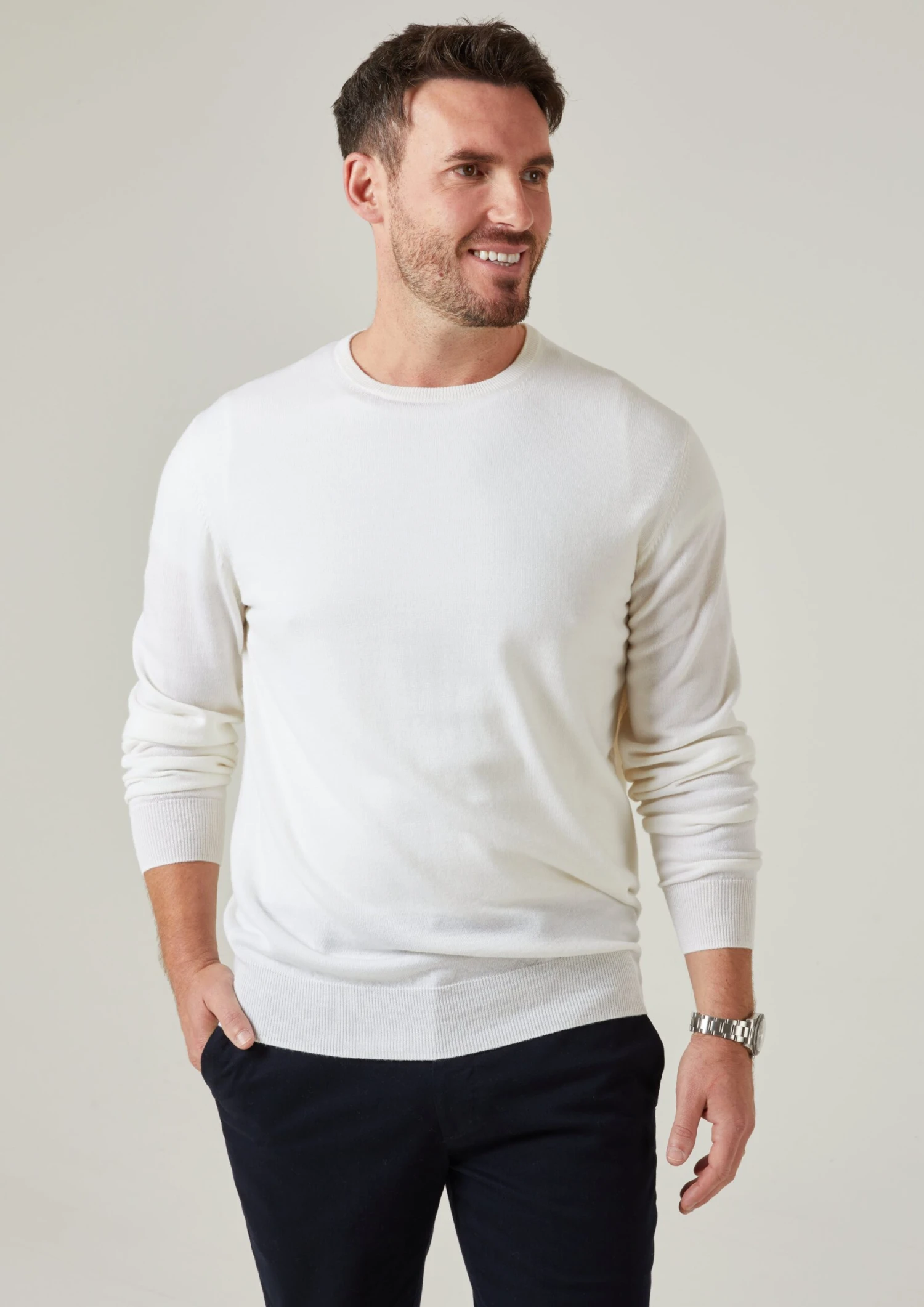 Radstone Men's Merino Wool Jumper In Ecru - Regular Fit 3 Radstone Men's Merino Wool Jumper In Ecru - Regular Fit - Image 3