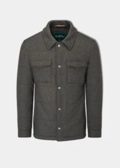 Richmond Men's Knitted Quilted Shacket In Olive