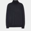 Linton Merino Wool Roll Neck Jumper In Dark Navy - Regular Fit