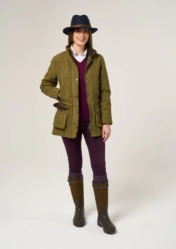 Rutland Ladies Tweed Waterproof Shooting Coat In Lichen -Alan Paine Fashion Store Rutland Ladies Tweed Shooting Coat Lichen 2