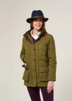 Rutland Ladies Tweed Waterproof Shooting Coat In Lichen -Alan Paine Fashion Store Rutland Ladies Tweed Shooting Coat Lichen 3