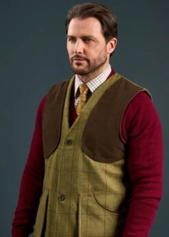 Rutland Men's Tweed Shooting Waistcoat In Lichen - Shooting Fit 7 Rutland Men's Tweed Shooting Waistcoat In Lichen - Shooting Fit -Alan Paine Fashion Store Rutland Mens Tweed Shooting Waistcoat Lichen 3