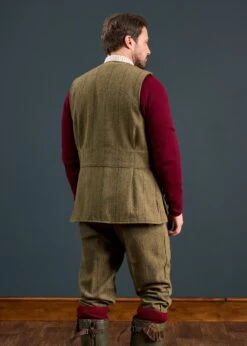 Rutland Men's Tweed Shooting Waistcoat In Oakley - Shooting Fit -Alan Paine Fashion Store Rutland Mens Tweed Shooting Waistcoat Oakley 2