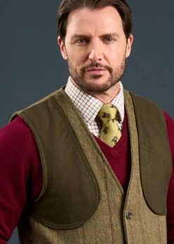 Rutland Men's Tweed Shooting Waistcoat In Oakley - Shooting Fit -Alan Paine Fashion Store Rutland Mens Tweed Shooting Waistcoat Oakley 3