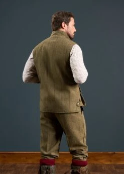 Rutland Men's Tweed Waistcoat In Oakley - Shooting Fit -Alan Paine Fashion Store Rutland Mens Tweed Waistcoat Oakley 3