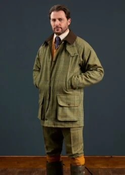 Rutland Men's Tweed Waterproof Shooting Coat In Dark Moss - Regular Fit 10 Rutland Men's Tweed Waterproof Shooting Coat In Dark Moss - Regular Fit -Alan Paine Fashion Store Rutland Mens Tweed Waterproof Shooting Coat Dark Moss 2