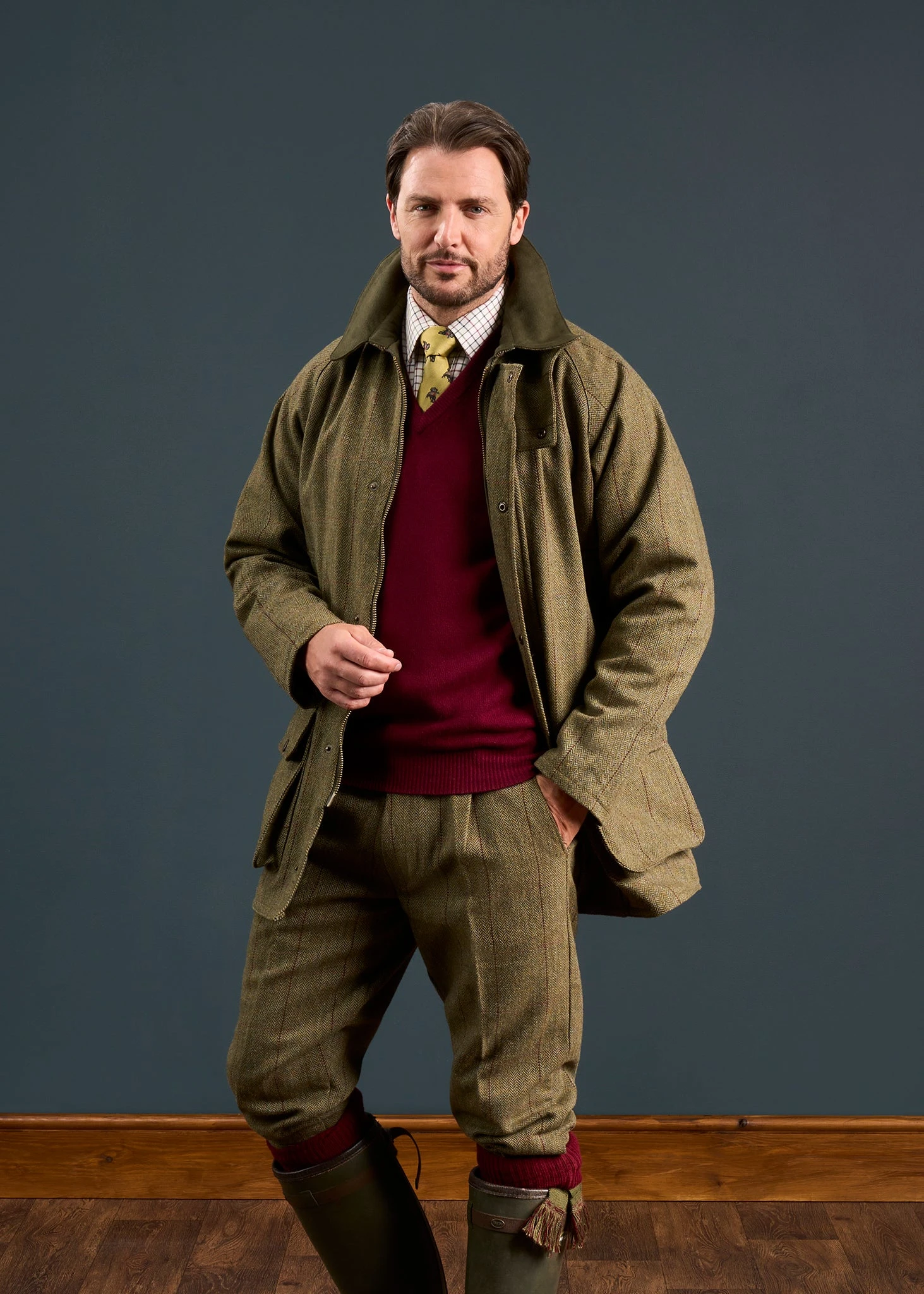 Rutland Men's Tweed Waterproof Shooting Coat In Oakley 2 Rutland Men's Tweed Waterproof Shooting Coat In Oakley - Image 2