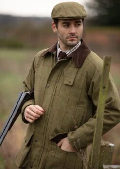 Rutland Men's Tweed Waterproof Shooting Coat In Lichen - Regular Fit -Alan Paine Fashion Store Rutland Tweed Shooting Coat Lichen LH 1