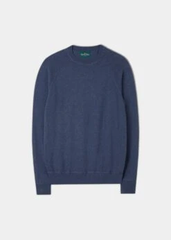 Saddington Cotton Merino Crew Neck Sweatshirt In Denim