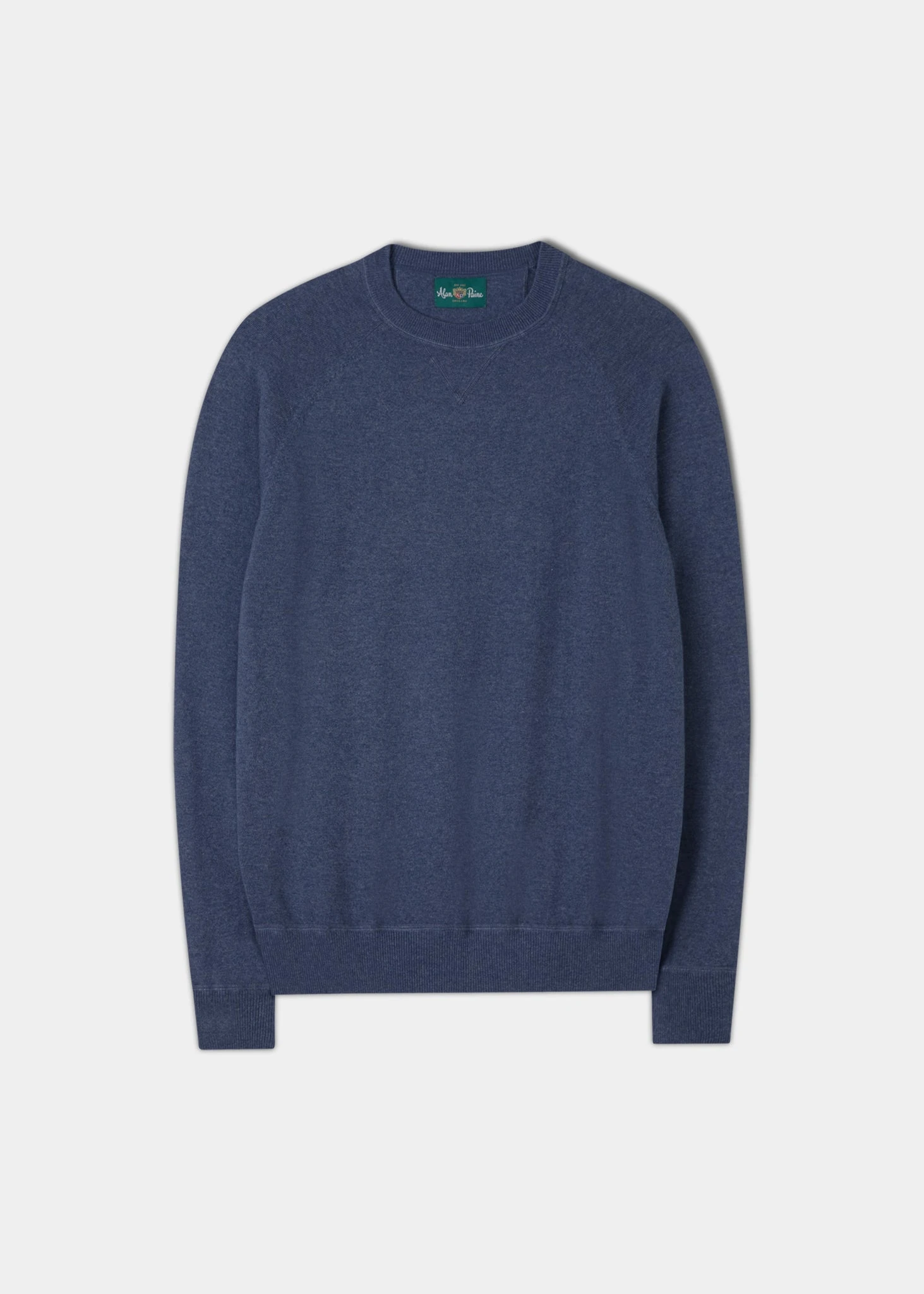 Saddington Cotton Merino Crew Neck Sweatshirt In Denim 1 Saddington Cotton Merino Crew Neck Sweatshirt In Denim