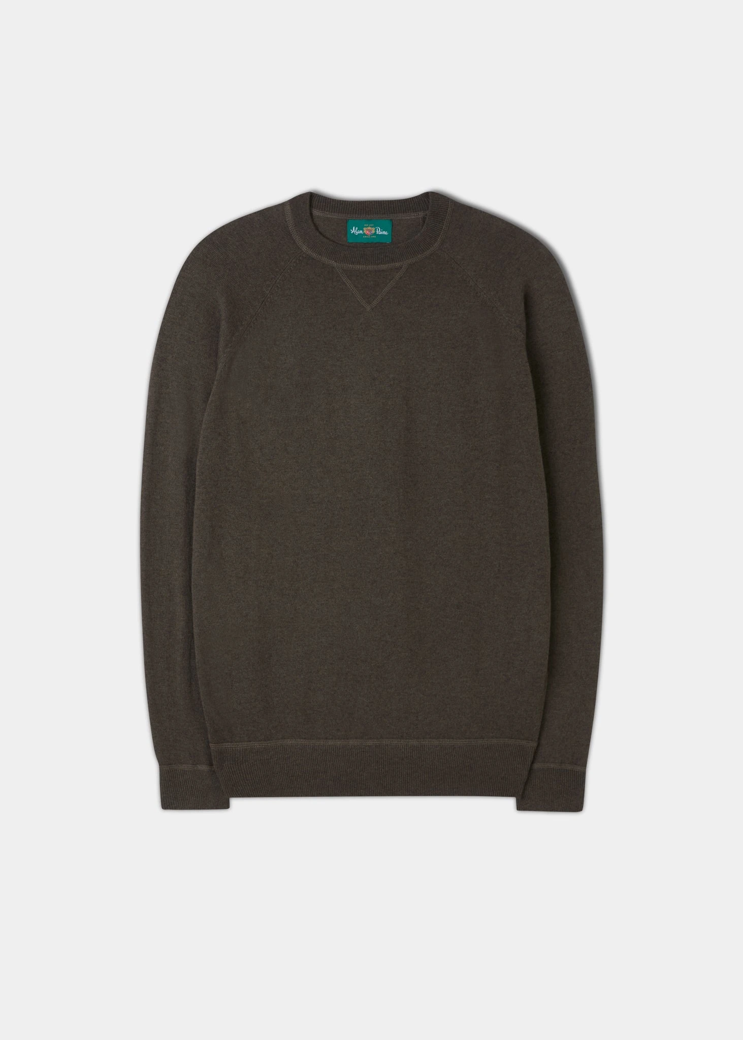 Saddington Cotton Merino Crew Neck Sweatshirt In Seaweed 1 Saddington Cotton Merino Crew Neck Sweatshirt In Seaweed