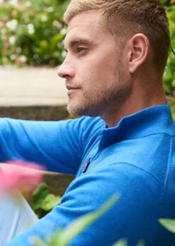 Selhurst Cotton Cashmere 1/4 Zip Jumper In Regatta -Alan Paine Fashion Store Selhurst Cotton Cashmere Quarter Zip Jumper Regatta LS 2