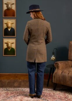 Surrey Ladies Mid-Thigh Tweed Coat In Seabrook - Regular Fit -Alan Paine Fashion Store Surrey Ladies Mid Thigh Coat Seabrook 3