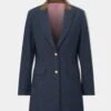 Surrey Ladies Mid-Thigh Tweed Coat In Blue - Regular Fit