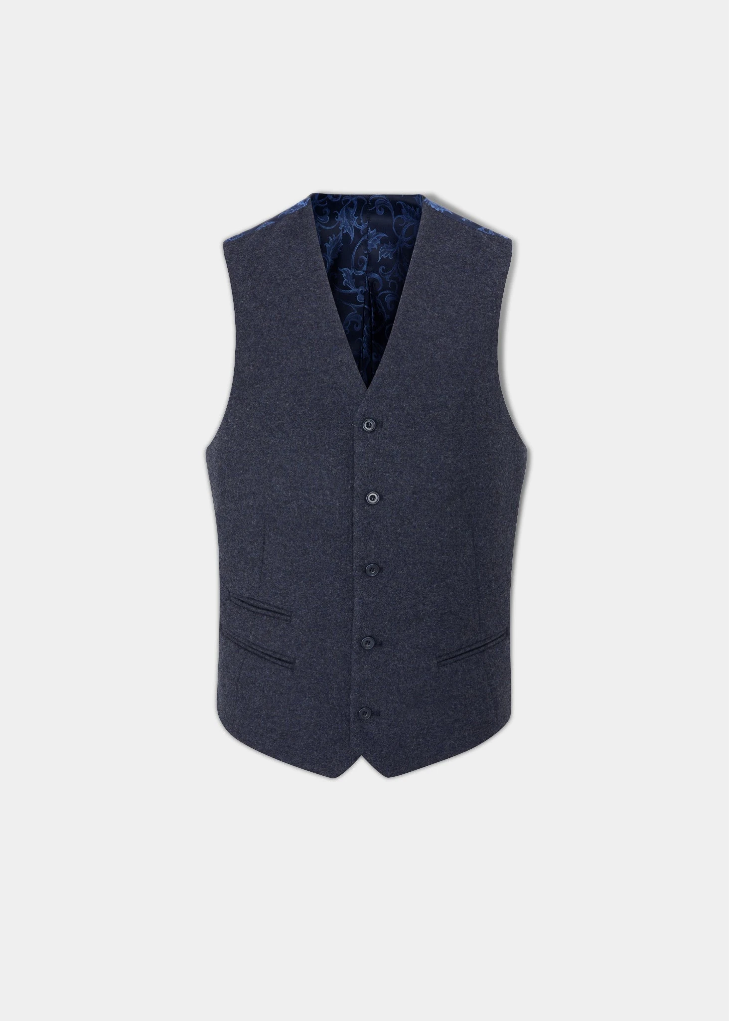 Surrey Men's Tweed Lined Country Waistcoat In Blue - Regular Fit 1 Surrey Men's Tweed Lined Country Waistcoat In Blue - Regular Fit