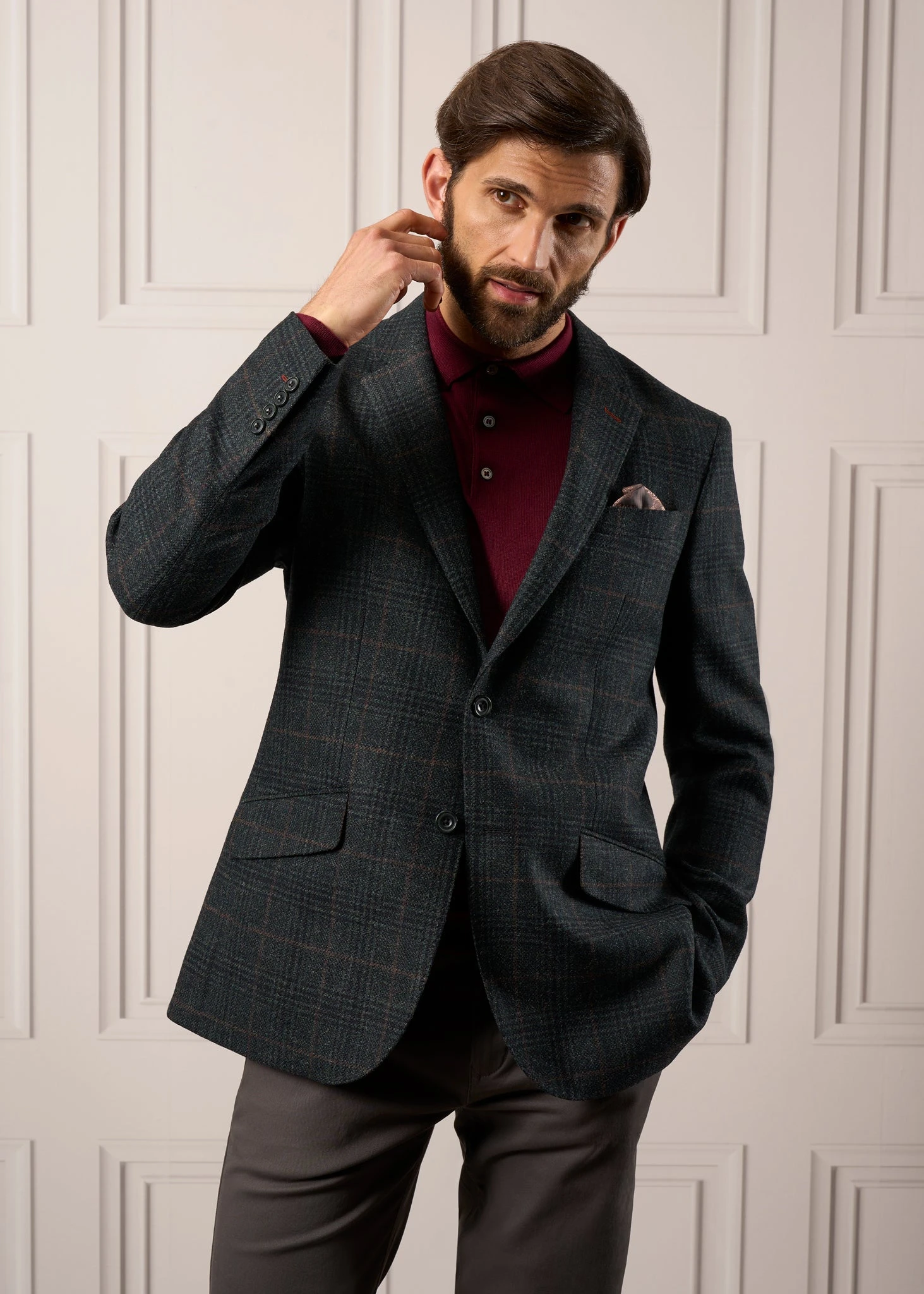 Surrey Tweed Lined Blazer In Green Check - Regular Fit 2 Surrey Tweed Lined Blazer In Green Check - Regular Fit - Image 2