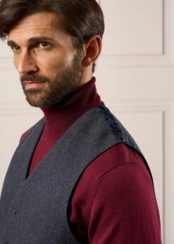 Surrey Men's Tweed Lined Country Waistcoat In Blue - Regular Fit 8 Surrey Men's Tweed Lined Country Waistcoat In Blue - Regular Fit -Alan Paine Fashion Store Tweed Waistcoat Mens Surrey Blue 3