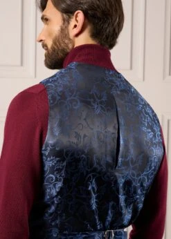 Surrey Men's Tweed Lined Country Waistcoat In Blue - Regular Fit 9 Surrey Men's Tweed Lined Country Waistcoat In Blue - Regular Fit -Alan Paine Fashion Store Tweed Waistcoat Mens Surrey Blue 5