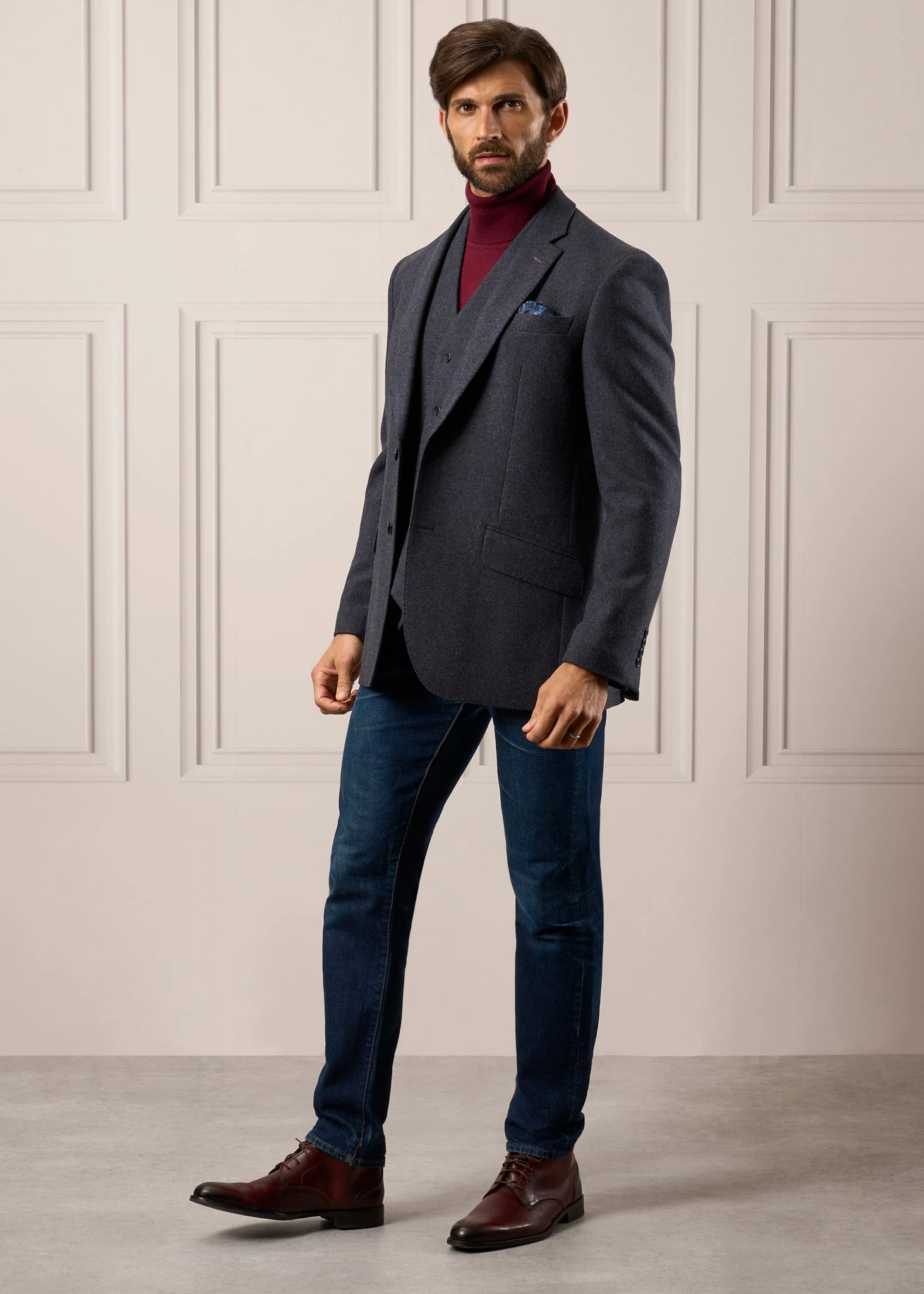 Surrey Men's Tweed Lined Country Waistcoat In Blue - Regular Fit 6 Surrey Men's Tweed Lined Country Waistcoat In Blue - Regular Fit - Image 6