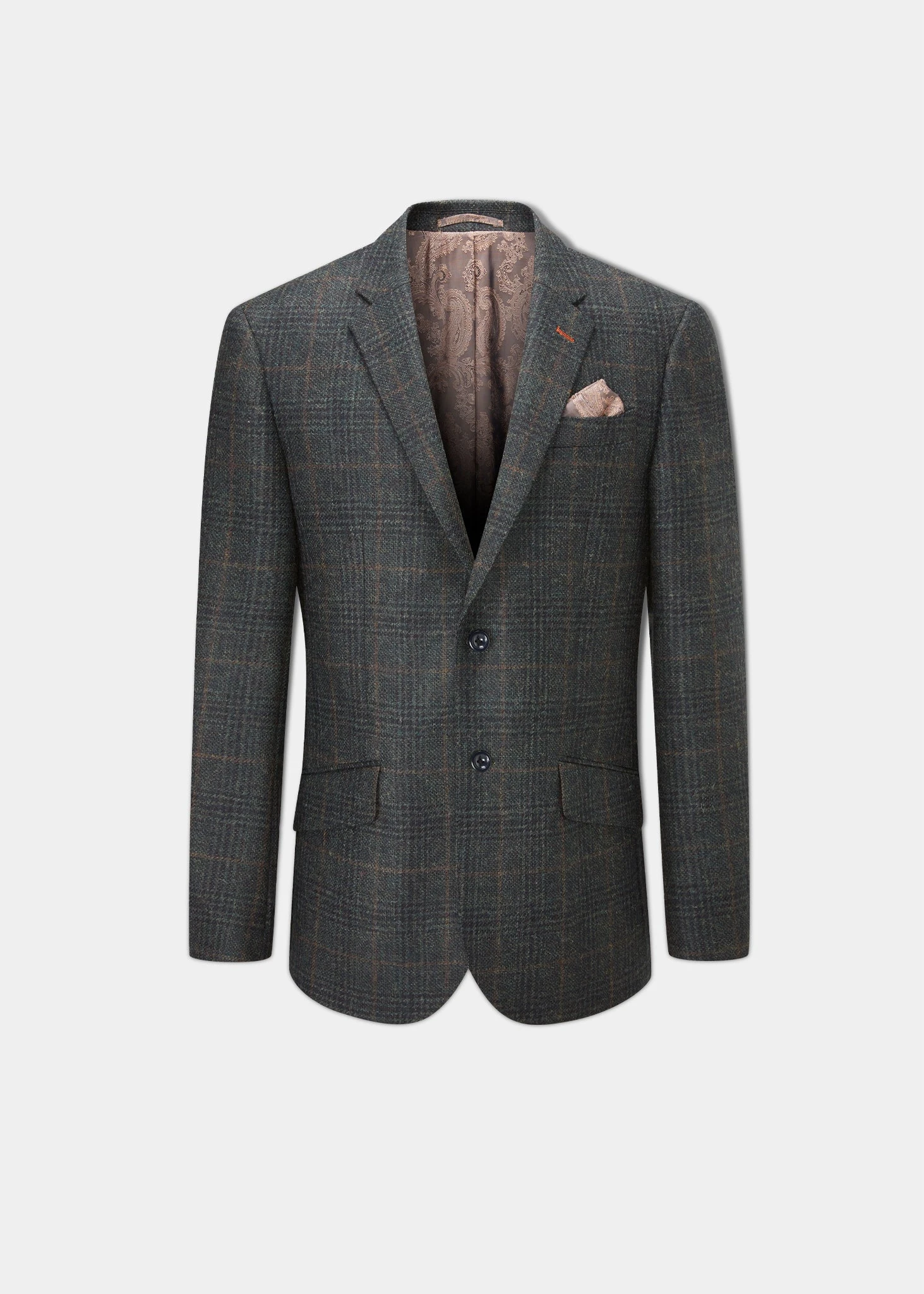 Surrey Tweed Lined Blazer In Green Check - Regular Fit 1 Surrey Tweed Lined Blazer In Green Check - Regular Fit