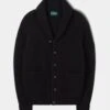 Usworth Men's Shawl Collar Lambswool Jumper In Black - Regular Fit