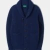 Usworth Men's Shawl Collar Lambswool Jumper In Indigo - Regular Fit