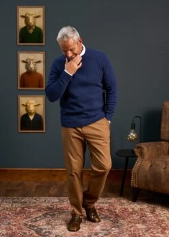 Kinnadie Supersoft Shetland Indigo Jumper - Regular Fit -Alan Paine Fashion Store alan paine knitwear aw25 106