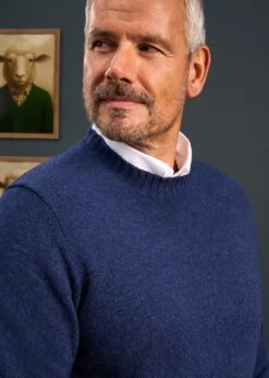 Kinnadie Supersoft Shetland Indigo Jumper - Regular Fit -Alan Paine Fashion Store alan paine knitwear aw25 109