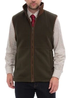 Aylsham Men's Fleece Gilet In Green - Regular Fit -Alan Paine Fashion Store alan paine aylsham men s waistcoat in green 1 8