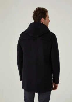 Alcombey Check Back Duffle Coat In Navy -Alan Paine Fashion Store alcombey men s check back duffle caot navy 6